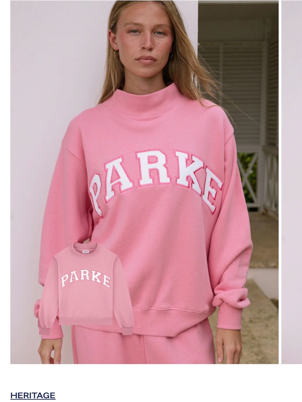 Heritage PARKE Pink Mock-Neck Sweatshirt